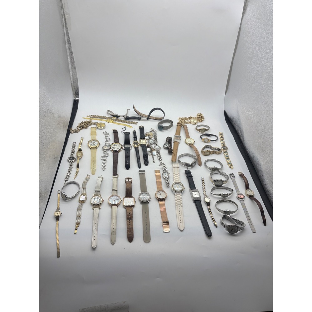 Huge Lot of 44 Womens Watches Timex Fossil Geneva Mixed Styles Brands